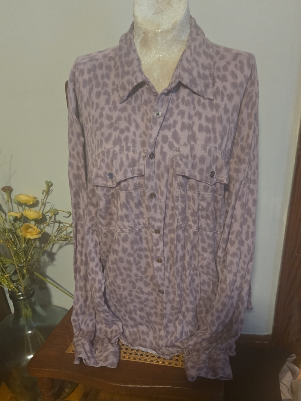 Maurices  Animal-Print Button-Down Shirt Size 1x